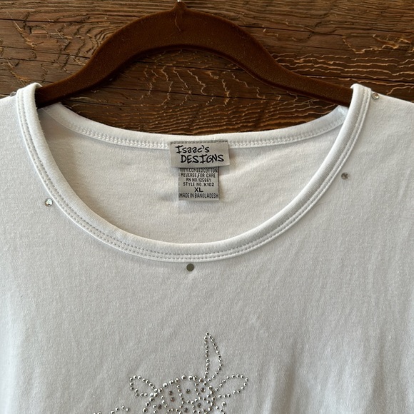 Isaac’s Design White & Silver Rhinestone Turtle Tank Size XL - Picture 3 of 3